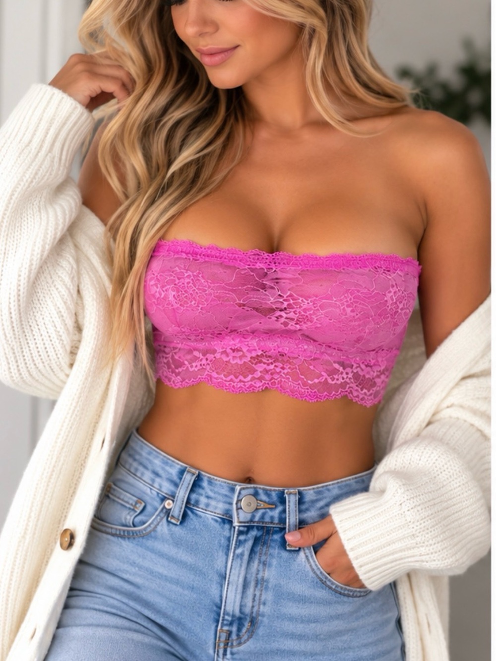 Lace Bandeau Bralette - orchid Joes jeans NWT